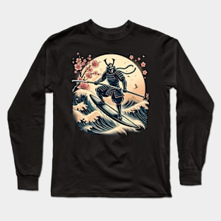 Samurai Warrior Surf time Summer Long Sleeve T-Shirt